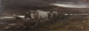 NICOLAE GRIGORESCU (1838 - 1907) Oxen Cart in the Twilight