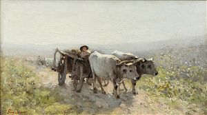 NICOLAE GRIGORESCU (1838 - 1907) Oxen Cart in the Morning