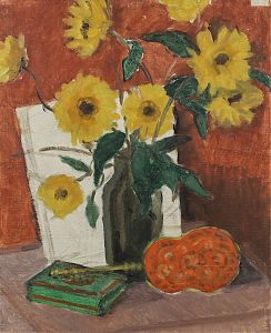 THEODOR PALLADY (1871 - 1956) Still Life with Flowers, Fan and Green Box