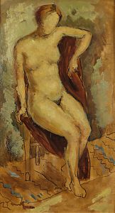 NICOLAE TONITZA (1886 - 1940) Nude Sitting on a Red Chair