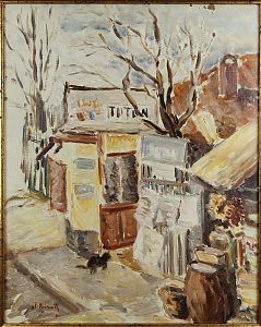 ȘTEFANIA MANOLIU (BEREILH) (1887 - 1972) Cat in front of a store